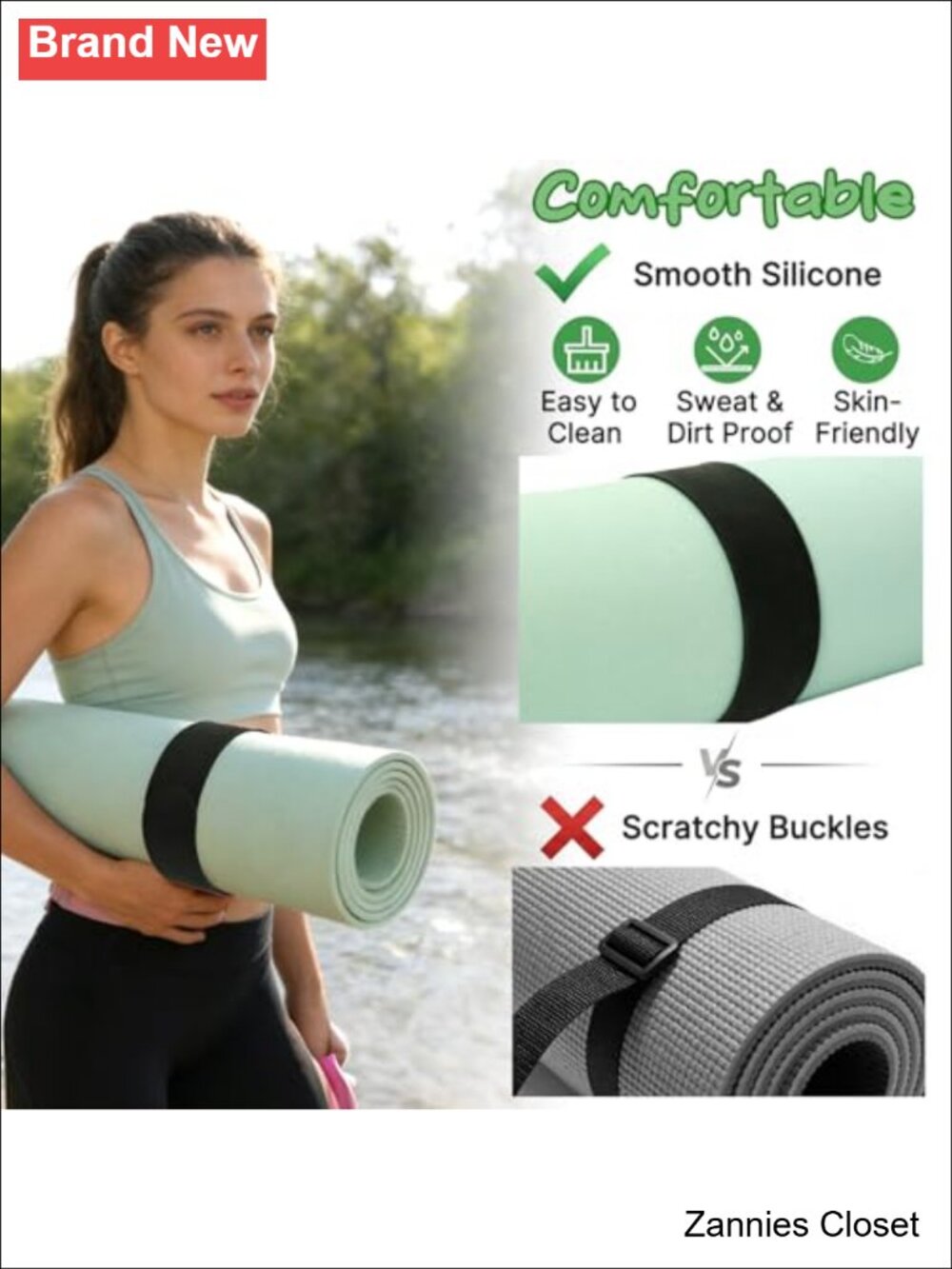 ✨ Silicone Yoga Mat Strap Slap Band One Snap Holder Secure Gym Accessory - Picture 2 of 6